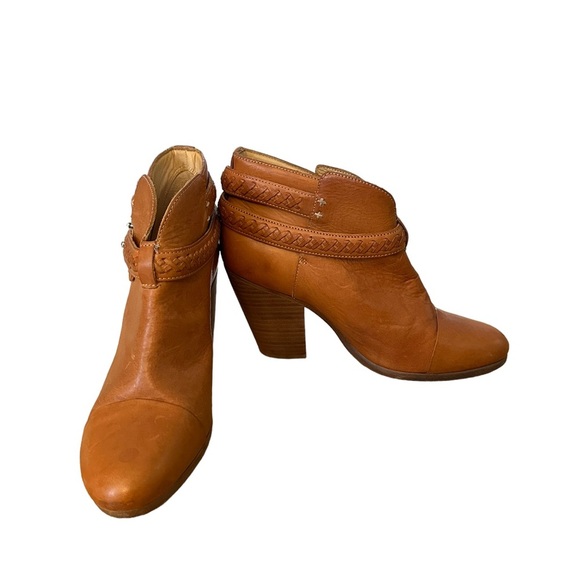 Rag & Bone brown camel Harrow braided belted ankle leather boots - Picture 6 of 11